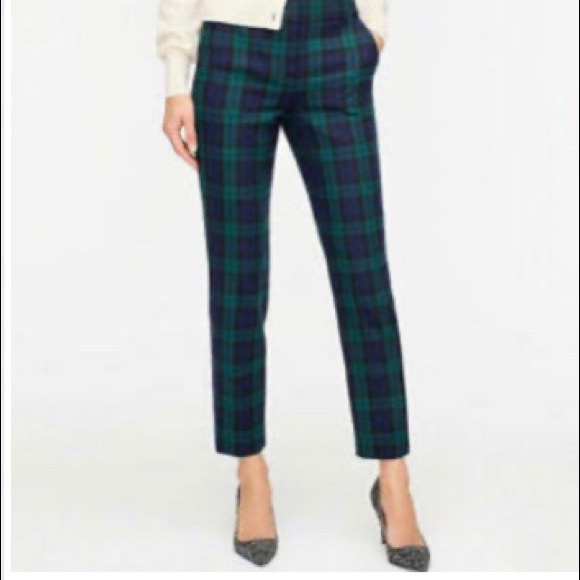 Lands' End Pants - Land’s End Suit Plaid Pants Slim Leg Navy Green 18